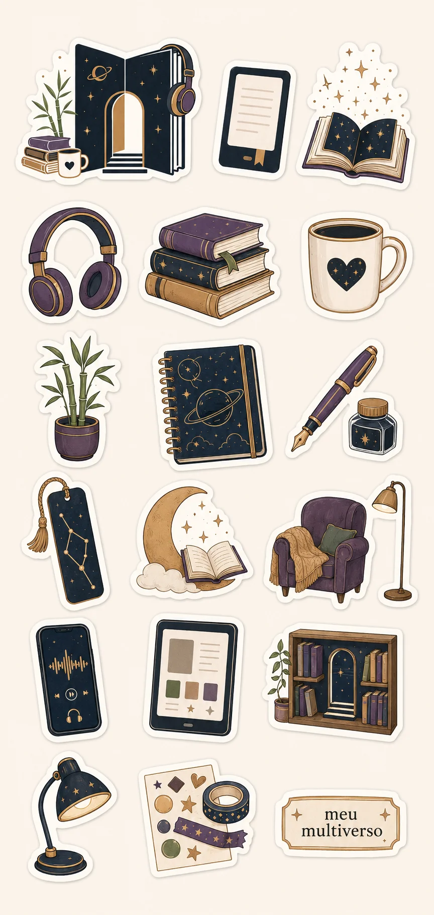 Adesivos de leitura Multiverso do Leitor - Opção 1